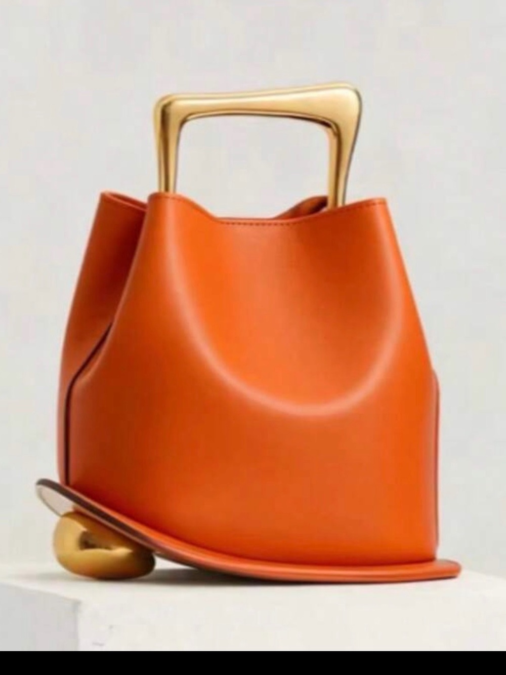 Sculpted Mini Top-Handle Bag in Vibrant Orange